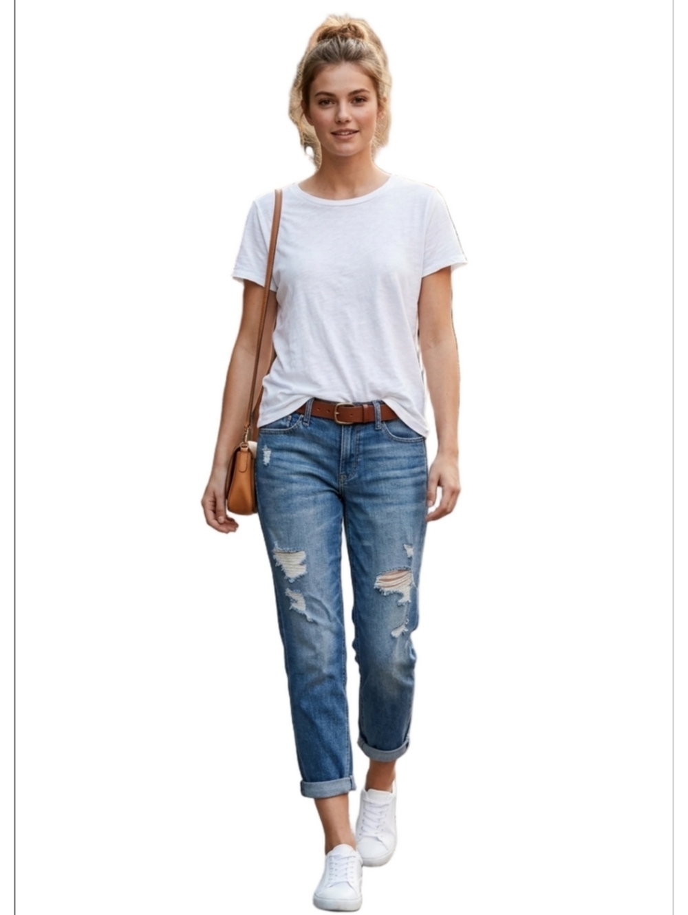 Women's Hollister Blue Distressed Cropped Boyfriend Jeans W30 L25 11R
